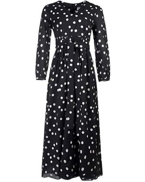 MaxMara Made in Italy Silk Black Polka Dot factory Midi Dress S long Sleeveless dress