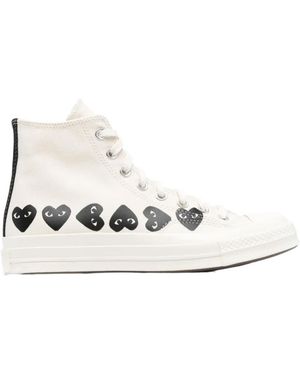 COMME DES GARÇONS PLAY Lace-Up High-Top Casual Shoes - White