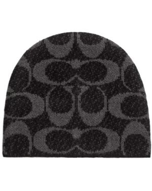 COACH Logo-Patterned Beanie - Black