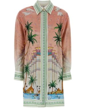 CASABLANCA Printed Twill Shirt Dress - Multicolor