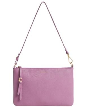 Coccinelle C-Easy Pebbled-Leather Clutch Bag - Purple