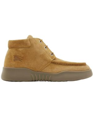 Burberry Ekd Embossed Lace-Up Boots - Brown