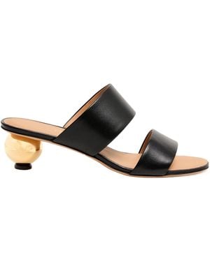 Ferragamo Sandals With Topstitching Design - Black