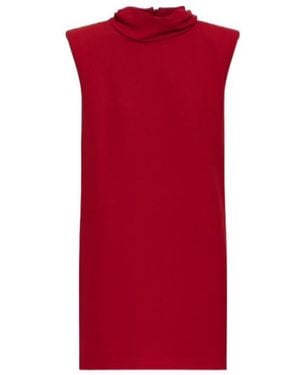 Valentino High-Neck Sleeveless Dress - Red