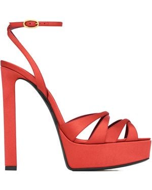 Saint Laurent Chandelle High-Heeled Sandals - Red