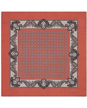 Brioni Coral Silk Pocket Square - Red