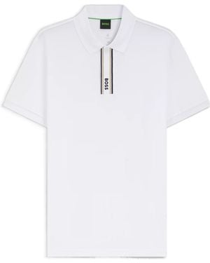 BOSS Stripe-Detail Polo Shirt - White