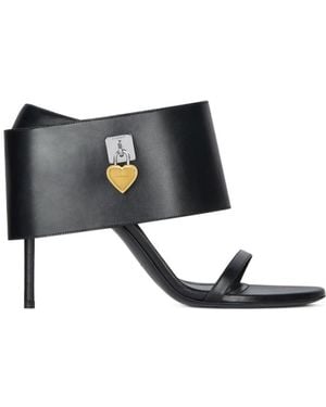Givenchy Shark Lock Heart Heeled Sandals - Black