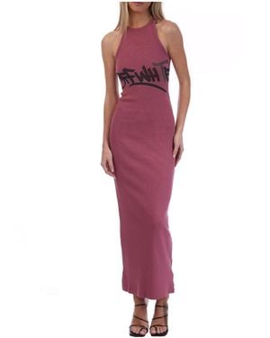 Off-White c/o Virgil Abloh Ribbed Long Dress - Red