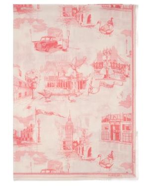 Burberry London Landmarks Wool Silk Scarf - Pink
