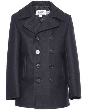 Schott Nyc Double-Breasted Jacket - Blue