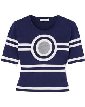 Rabanne Striped Ribbed Knit Top - Blue
