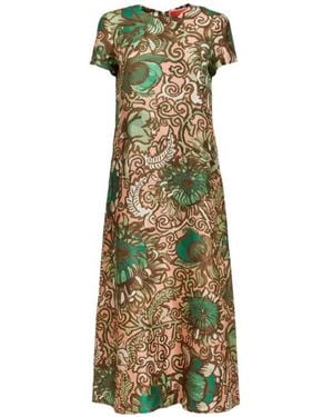 La DoubleJ Swing Floral-Print Silk Shirt Dress - Green