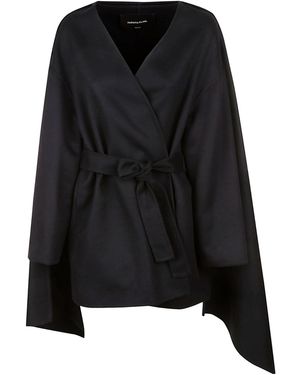 Fabiana Filippi Belted V-Neck Cape - Black
