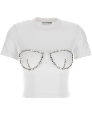 Area Crystal-Embellished Cropped T-Shirt - White