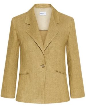 Marella Slim-Fit Faded Linen Blazer - Green
