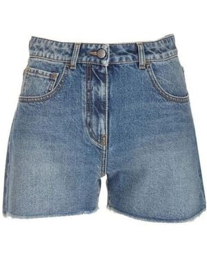 Palm Angels Embroidered Denim Shorts - Blue