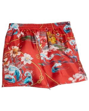 Gucci Printed Silk Twill Shorts - Red