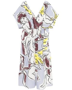 Tory Burch Patterned V-Neck Midi Dress - White