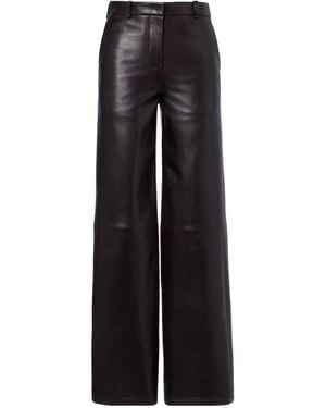 Nour Hammour Coda Leather Wide-Leg Trousers - Black