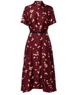 Altuzarra Belted Printed Silk Shirt Dress - Red