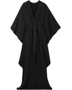 Johanna Ortiz Sombreando Crystal-Embellished Pleated Crepe Maxi Dress - Black