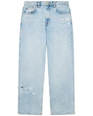 CASABLANCA Ripped-Letter Jeans - Blue