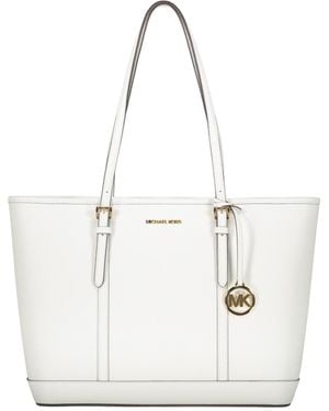 Michael Kors Jet Set Travel Large Saffiano Leather Tote Bag - White