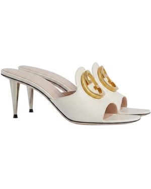Gucci Blondie Open Toe Mules - White