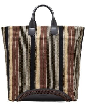Emporio Armani Striped-Pattern Tote Bag - Black