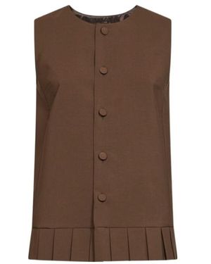 MM6 by Maison Margiela Sleeveless Buttoned Top - Brown