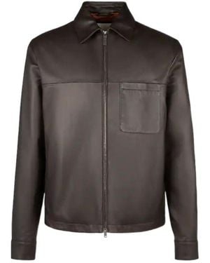 Tod's Zipped Leather Overshirt - Gray