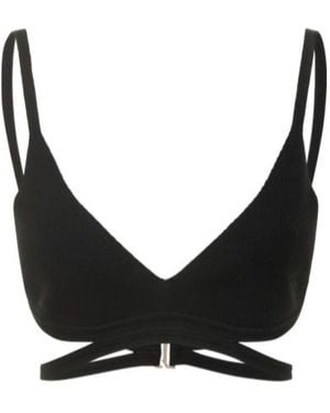 Dion Lee Merino Wool Blend Rib Cutout Bra Top - Black