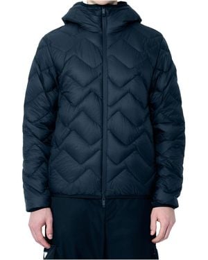 Moncler Bimont Hooded Wave-Quilted Short Down Jacket - Blue