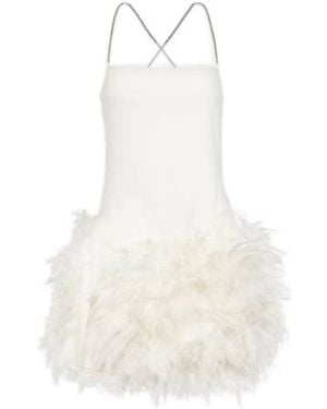 The Attico Fujiko Feather-Trimmed Minidress - White