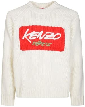 KENZO Logo Printed Crewneck Sweater - White