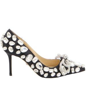 Mach & Mach Double Bow 85 Crystal Embellished Court Shoes - White
