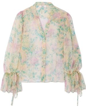 Chloé Chloé Allover Floral Print Puff-Sleeved Blouse - White