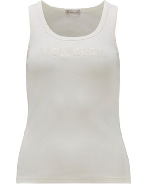 Moncler Logo Embroidered Ribbed Tank Top - Grey
