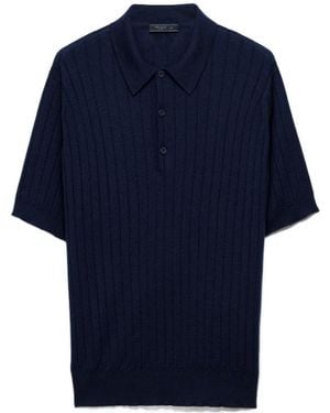 Prada Cashmere And Silk Polo Shirt - Blue