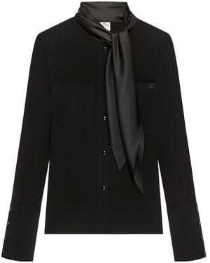 Courreges Satin-Scarf Jersey Shirt - Black
