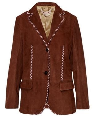 Marni Single Breasted Leather Blazer - Brown