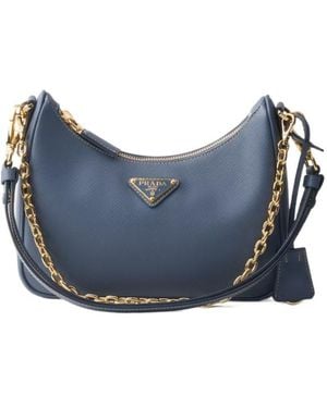 Prada Re-Edition Mini Saffiano Leather Bag - Blue