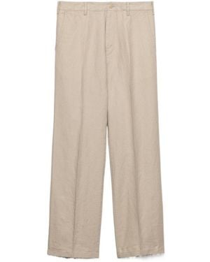 Prada Triangle-Patch Pleated Pants - Natural