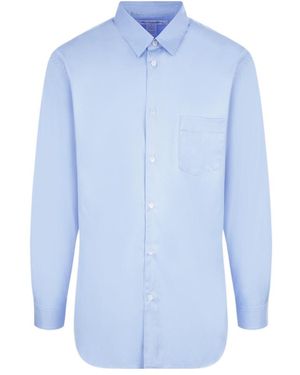 Comme des Garçons Comme Des Garçons Shirt Curved Hem Buttoned Shirt - Blue
