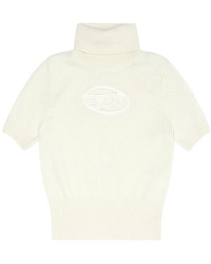 DIESEL Logo Patch High Neck Sweater - White