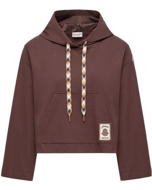 Moncler Cotton Blend Hooded Sweatshirt - Brown