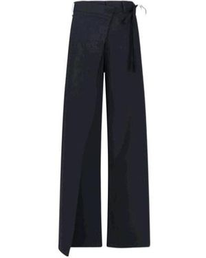 MM6 by Maison Margiela Tie Detail Wide-Leg Tailored Trousers - Blue
