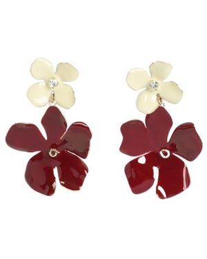 Marni Embellished Floral Motif Earrings - Red