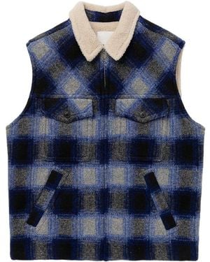 Isabel Marant Plaid Checked Zip-Up Gilet - Blue